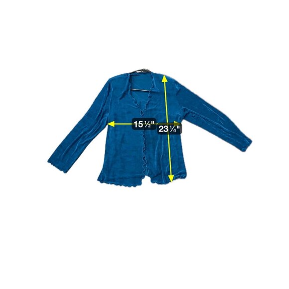 Weekends Blue Lightweight Ruffle Edge Open Front Cardigan - Picture 7 of 8